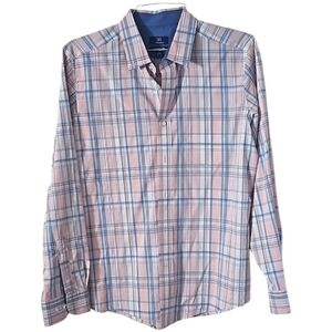 George Men's Classic Fit Plaid Button Down Long Sleeve Shirt with Pocket Size M